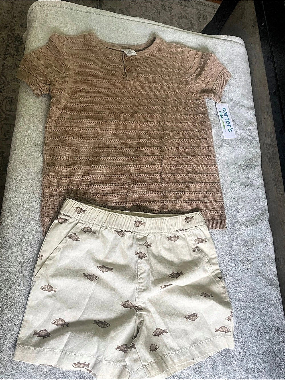 Carter's Boys 5T 2-Piece Set in Brown & Cream NWT